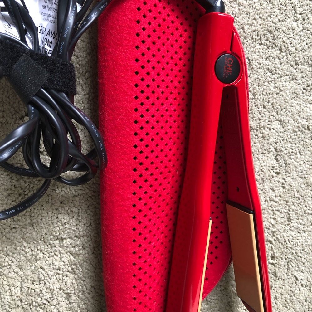 Chi cherry red hair straightener mildly used